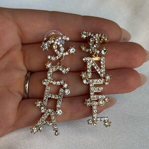 Gold and Silver Chanel Crystal Earrings